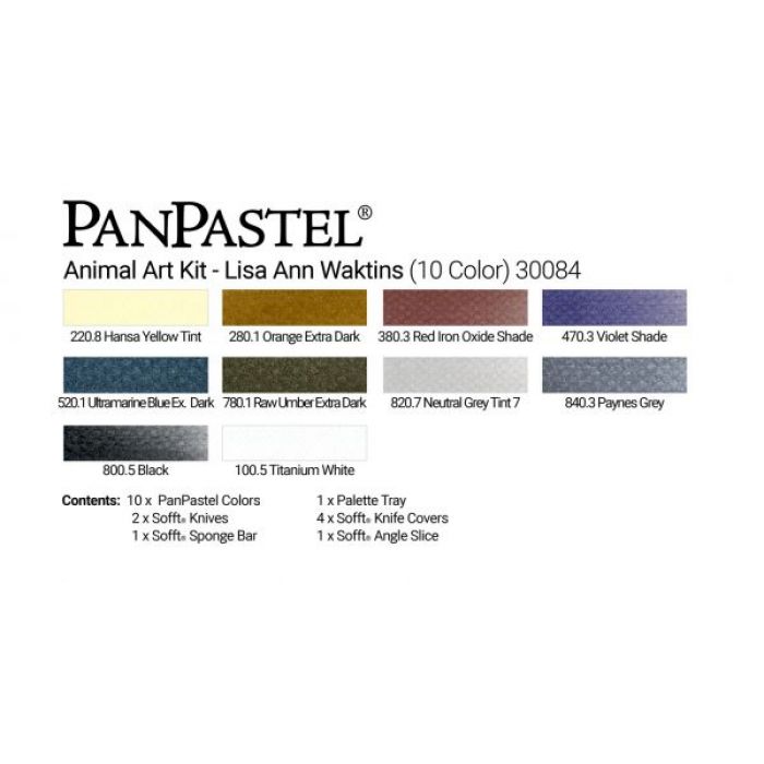 PanPastel набор Animal Art - Lisa Ann Watkins kit (10 цветов), инструменты и палитра с крышкой (30084)