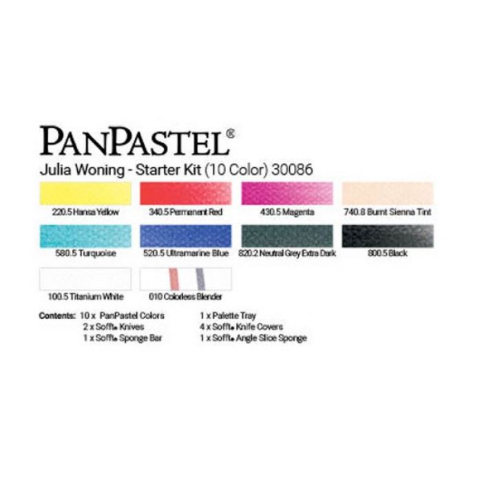 PanPastel набор Julia Woning - Starter kit (10 цветов), инструменты и палитра с крышкой (30086)
