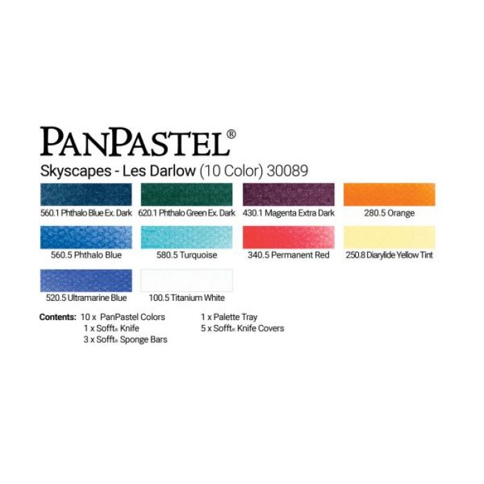 PanPastel набор Skyscapes - Les Darlow kit (10 цветов), инструменты и палитра с крышкой (30089)