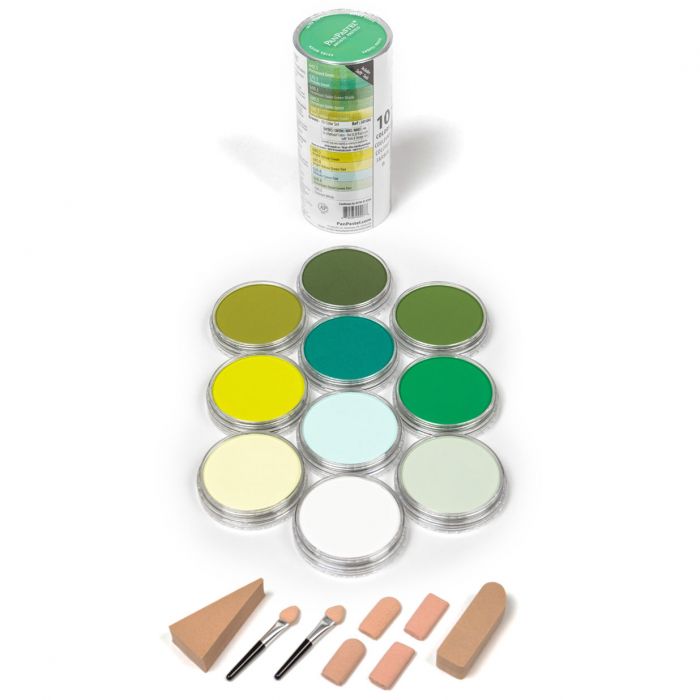 PanPastel набор Greens set (10 цветов), инструменты и коробка для хранения (30104)