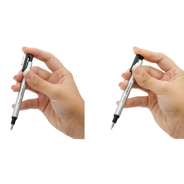 Ластик ручка Tombow Mono Zero с круглым стержнем наконечником 2.3 мм (Цвет серебро)