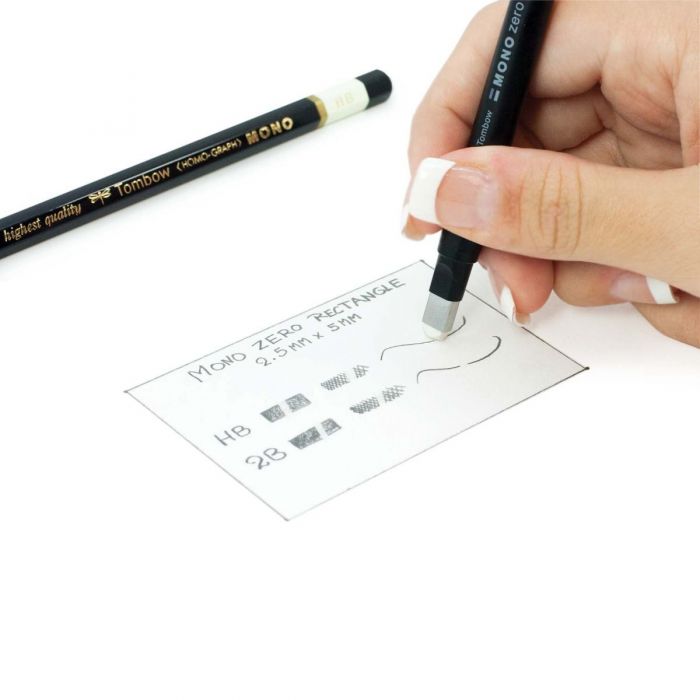 Ластик ручка Tombow Mono Zero (круглый) с дополнительным стержнем наконечником 2.3 мм (Цвет серебро)